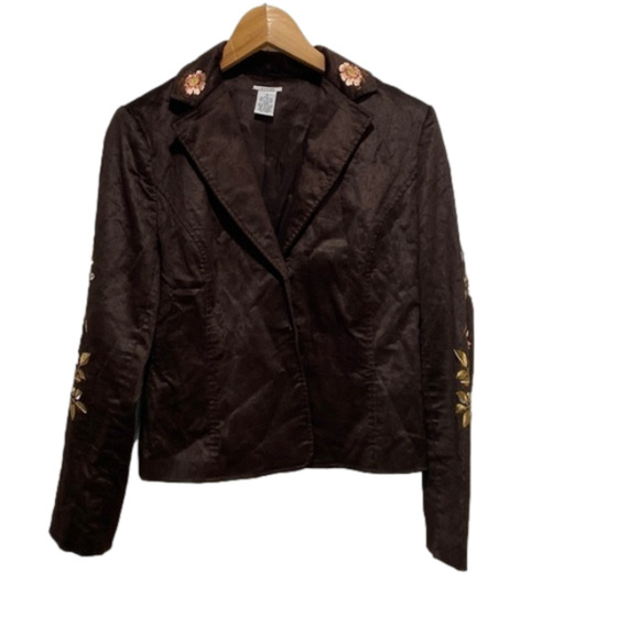 BLAZER Jacket Women's Sz 4 Evelyn Embroidered Brown Fine Wale Corduroy Boho - Picture 1 of 6